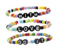 FRCOLOR 3 Pezzi Set Di Bracciali Con Alfabeto Perle Di Lettera Braccialetto Per Le Donne Ciondolo Braccialetto Da Donna Bracciale Con Perline Braccialetto Colorato