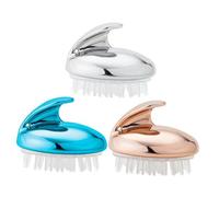 FRCOLOR 3 Pezzi Spazzola Massaggiante Silicone per Capelluto Blu Rosa Oro Scrubber Esfoliante per Massaggiatore per Shampoo Adatto Tutti Tipi e Età