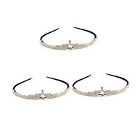 FRCOLOR 3 Pz fascia da sposa cerchietto di perle fascia di strass gioielli del cuore fascia per gioielli sposa fascia elegant lux lady-era Tiara strass fascia copricapo da sposa in strass