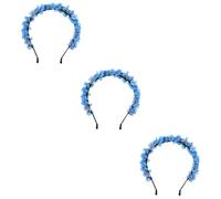 FRCOLOR 3 Pz fascia per ghirlanda bandana headband accessori acconciature sposa matrimonio accessori coroncina fiori fasce cosplay per le donne decorazione dei tessuto Blue