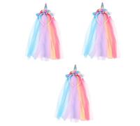 FRCOLOR 3 Pz Fascia per in rete con unicorno per bambini Copricapo da festa fiore unicorno bandalette lovable cerchietti bambina cerchio per da festa bel copricapo Maglia