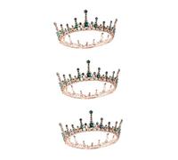 FRCOLOR 3 Pz nuziale grandi regine coronano una femmina adulta tiara nuziale barocca corone tiara reale retrò hallowen it halloween di strass della sposa lega Green