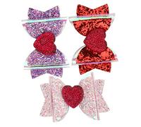 FRCOLOR 3 Pz tornante fermaglio per con fiocco di paillettes retina affrettato mollette piega coda barrette hair clip forcina a fiocco forcina per pelle artificiale