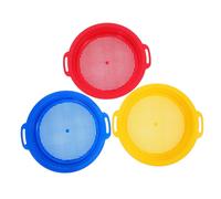 FRCOLOR 3 Setacci per Sabbia in Plastica per Giochi da Spiaggia e Attività all Colori Giallo Rosso e Blu per Sabbiera Piscina e Giardino
