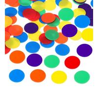 FRCOLOR 300 Pezzi Gettoni da Gioco Rotondi per Bingo, Acrilico, con Segni | Tavolo e Feste, Leggeri e Impilabili, Colori Distinti e Simboli Chiari