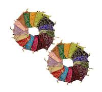 FRCOLOR 30pezzi Sacchetti per Gioielli in Seta Coulisse Bustine Ricamate per Caramelle e Cioccolatini Organizzazione Multiuso Tradizionale per Perline e Ninnoli Fodera in Delicato Design C