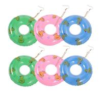 FRCOLOR 3paia Orecchini Pendenti Da Spiaggia in Plastica Resina Metallo Orecchini Da Nuoto Estivi Per Donna Ad Anello Nuoto Alla