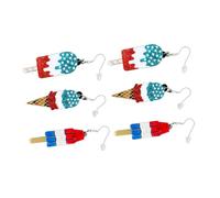 FRCOLOR 3paio Orecchini Patriottici Gelato Pendenti Per Ragazze e Per e Altre Feste Speciali