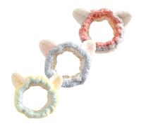 FRCOLOR 3pezzi Fascia per Trucco Design Orecchie di Gatto Fascia per Pulizia del Viso Resistente e Flessibile per Lavare Viso e Applicare la Crema senza Rompere Acconciatura