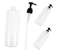 FRCOLOR 3pezzi Flacone con Pompa Pressione Trasparente Riutilizzabile per Gel Doccia Shampoo Saponi Liquidi per Uso Casa e Viaggi con Spalla Rotonda