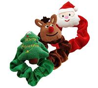FRCOLOR 3pezzi Scrunchies Natalizi Pile Per Accessori Di Natale Per Donne Con Design Di Babbo Natale Albero Renna Sorridente Elastici Morbi Colorati Per Festività