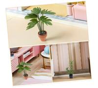 FRCOLOR 4 Mini Potted Faux Plants Realistic Miniature Bamboo Monstera Leaf Bonsai For Dollhouse Decor Compact Room Diy Craft Accessories