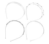 FRCOLOR 4 Pezzi Fascia Di Strass Fascia Fiore in Metallo Fascia Diadema Cerchietto Di Perle Fasce Di Strass Diademi Nuziali Per La Sposa Fascia Da Sposa Fascia Di Cristallo Diamante Silver