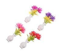 FRCOLOR 4 Pezzi Miniature Dollhouse Flowers With Small Containers Realistic Faux Plants For Fairy Gardens And Tiny Bonsai Decor Resin And Plastic Craft Ornaments