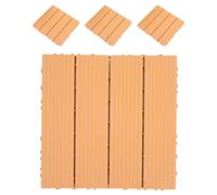 FRCOLOR 4 Pezzi Piastrella per Decking Interlocking da Esterno in Pp Marrone, Facile da Assemblare, per Patio e Balcone di Casa