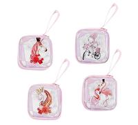 FRCOLOR 4 Pezzi Porta lovable dorables femminucce astuccio portamonete gabs portafogli frizione portamonete trasparente pochette trucchi borsa unicorno borsa adorabile cotone rosa