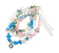 FRCOLOR 4 Pezzi Regolabili da Donna con Pietre e Charms a Forma di Testuggine e Stelle di Mare Braccialetti Boho Elastici Spiaggia Estivi in Stile Costiero
