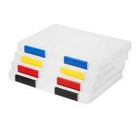 FRCOLOR 4 Pezzi Scatola Portadocumenti da Scrivania in Plastico Chiusura a Scatto e Superficie Liscia, Organizer Trasparente per Ufficio e Libreria, Contenitore per File e Documenti