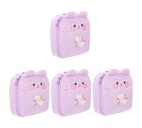 FRCOLOR 4 Pz custodia in peluche borse da donna borsa del primo periodo busta spalancata mini bag makeup bag borsa trucco borsa periodo di grande capacità borsa assorbente mestruale Violet