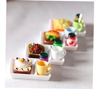FRCOLOR 4 set Miniature Piatti Colazione con Pane Tostato e Accessori Casa delle Modelli Cibo Miniatura per Decorazioni Cucina Piccola Giocattoli Leggeri per Scenografie e Regali DIY