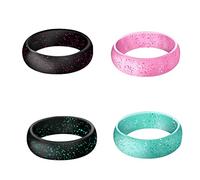 FRCOLOR 4pezzi Anello Semplice in Silicone Anello Sportivo Glitterato Fede Nuziale in Silicone Per Allenamento Per Per Nuoto Per Manuali Per Attività Fisica