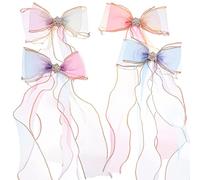 FRCOLOR 4pezzi Fiocchi per Capelli Nastri Decorativi Fermagli per Capelli per Bambine Accessori per Ragazze per Vita Quotidiana e Viaggi