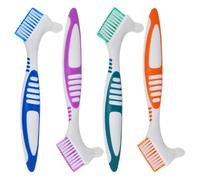 FRCOLOR 4pezzi Spazzola Per Dentiera Doppia Faccia Utensile Per La Pulizia Di Denti Falsi Spazzola Rigida Per Igiene Orale e Rimozione Residui Arancio