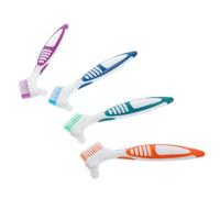 FRCOLOR 4pezzi Spazzolino Per Protesi Dentarie Mobile Spazzolino Portatile Per Dentiere Per Pulizia Delle Protesi Dentarie Da Denti Bifacciale Pulitore Per Dentiere Setole Moderate e Impug