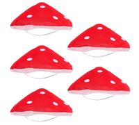 FRCOLOR 5 Pezzi Cappello a Fungo Rosso Oversize Fascia Elastica Regolabile, Copricapo a Forma di Fungo Kawaii per Feste di Natale, Cosplay e Spettacoli, Accessorio Costume e Adulti
