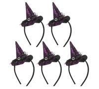 FRCOLOR 5 Pezzi Cerchietto Cappello da Strega Porpora Ragnatela in Plastica e Poliestere, Accessorio Versatile per Cosplay e Feste di Halloween, Comodo da Indossare per Donne e Ragazze