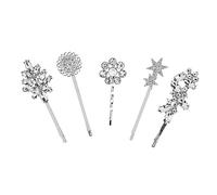 FRCOLOR 5 Pz Clip Ragazze Glitterate Elastici Ciabatte Da Donna Fermaglio Per Girasole Con Strass Affrettato Spirali Mini Forcine Per Dorate Spray Glitterato Silver Lega