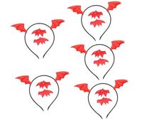 FRCOLOR 5 Set Fermaglio Per Con Fascia a Pipistrello Fascia Da Pipistrello Fermagli Per Della Fascia Di Halloween Mollette Per Ragazze Fasce Per Le Donne Nere Tessuto Rosso