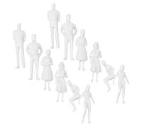 FRCOLOR 50 Pezzi Figure Umane in Plastico Bianco 1: 150, Dipingibili | Casa delle Bambole Miniatura e Modelli Architettonici, Set Due Pose Casuali, Ornamento Bianco