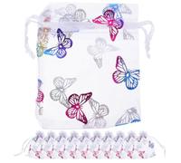 FRCOLOR 50 Pezzi Sacchetti a Rete Coulisse Farfalla per Piccoli Oggetti | Gauze Leggera, Confezione Multipla, Chiusura Rapida, per Saponi Fatti a Mano e Bustine di Tè