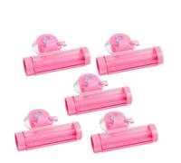 FRCOLOR 5pezzi Dispenser Manuale Per Dentifricio e Cosmetici Con Ventosa Da Risparmio Di Prodotto e Organizzazione Bagno Colore Rosa Per Tubetti Di Dentifricio
