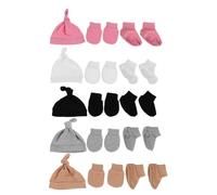 FRCOLOR 5sets Cappellini e Guanti in Cotone per Ragazzo Ragazza Ragazza Mesi Set Completo Calzini Accessori per Ragazzo Maschi e Femmine Design Delicato e Traspirante