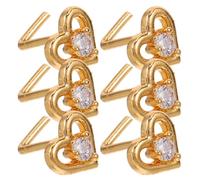 FRCOLOR 6 Pezzi Anelli per Piercing al Naso a Forma di Cuore e Occhio Malvagio in Metallo Dorato, Design Unico e Luminoso, per Eventi Speciali e Uso Quotidiano