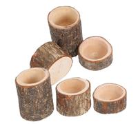 FRCOLOR 6 Pezzi Portacandele in Legno Raffinato e Compatto Supporto Rettangolare per Lumini da Tè, Design Minimalista e Portatile per Decorazioni da Matrimonio o Scrivania