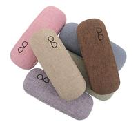 FRCOLOR 6 Pezzi Scatola Portaocchiali Rigida in Lino per Occhiali da Sole | Contenitore Verticale, Protezione Antigraffio e Anti-deformazione, Uso Domestico e Viaggio