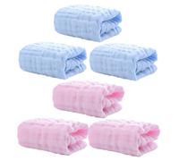 FRCOLOR 6 Salviette Mussola per Ragazzo Asciugamani Multifunzione Morbidi e Assorbenti come Burp Cloth Hand Towel e Washcloth Colori Rosa e Blu Facili Lavare e Riutilizzare