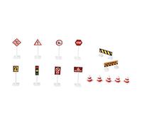 FRCOLOR 6 Set Modelli Segnali Stradali Giocattolo con Barricate e Semaforo Accessori Educativi per Scena Traffico e Apprendimento Segnaletica Stradale Interattiva per Giochi di Ruolo