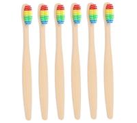 FRCOLOR 6pezzi Spazzolini Viaggio Bamboo Setole Morbide Spazzolini Naturali Per Orale Per Campeggio Design Ergonomico e Pratico