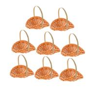 FRCOLOR 8 Miniature Handwoven Imitation Rattan Baskets With Handles Lightweight Tiny Picnic And Flower Baskets For Dollhouse Wedding Fairy Garden Decor And Photography Props