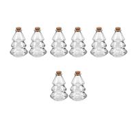 FRCOLOR 8 Pezzi Bottiglie di Vetro a Forma di Albero di Natale 90 Ml | Tappo in Sughero, per Messaggi e Cartoncini dei Desideri, Decorazione Classica