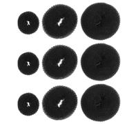 FRCOLOR 9pezzi Fasce per Chignon in Nylon Nero Strumento per Styling Fai da Te per Creare Chignon Ciambella Eleganti e Spettinati Misure Flessibili per Capelli Lunghi o Corti