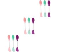 FRCOLOR 9pezzi Spazzole Per Pulizia Viso Silicone Strumento Multifunzionale Per Detersione Facciale Con Doppia Testa Verde Menta Rosa Utensile Per Scrub e Maschera Per La
