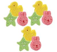 FRCOLOR 9pezzi Spugne Bagno Legno Per Ragazza Spugne Cartoon Stella Anatra e Coniglio Giocattoli Doccia Per Ragazza Per Bagnetto Dei Piccoli