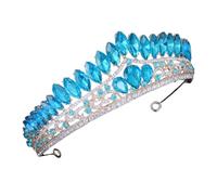 FRCOLOR accessorio per a sposa fascia per nuziale di compleanno per le donne Compleanno della tiara nuziale fascia di strass Lega di zinco Sky-blue