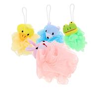 FRCOLOR Adorabile Set Da Bagno Con Animali Dei Cartoni Animati - 4 Pezzi Di Luffa Per Bambini Giocattoli Da Bagno Per Bambini Piccoli Set Di Accessori Per La Doccia Per La Famiglia