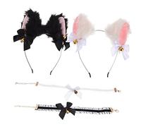 FRCOLOR Adorabile Set Di Cerchietti Con Orecchie Di Gatto 4 Pezzi Costumi Da Gatto Peloso Per Halloween Cosplay Feste Di Compleanno
